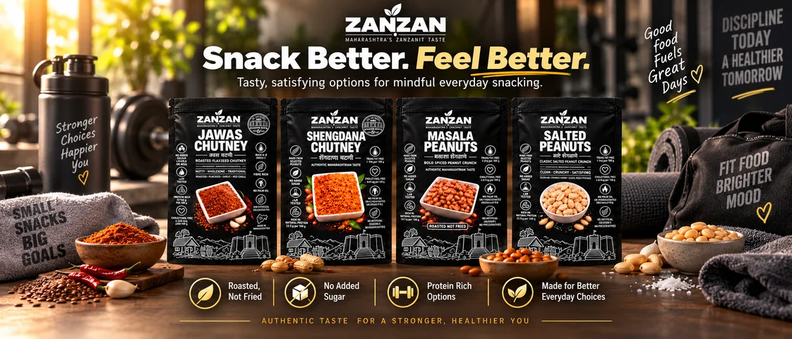 Build your own ZANZAN box with four Maharashtrian chutney and peanut snack flavours