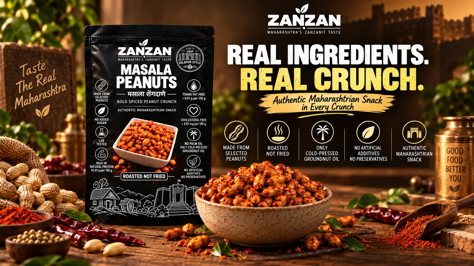 ZANZAN Masala Peanuts — real ingredients and real crunch