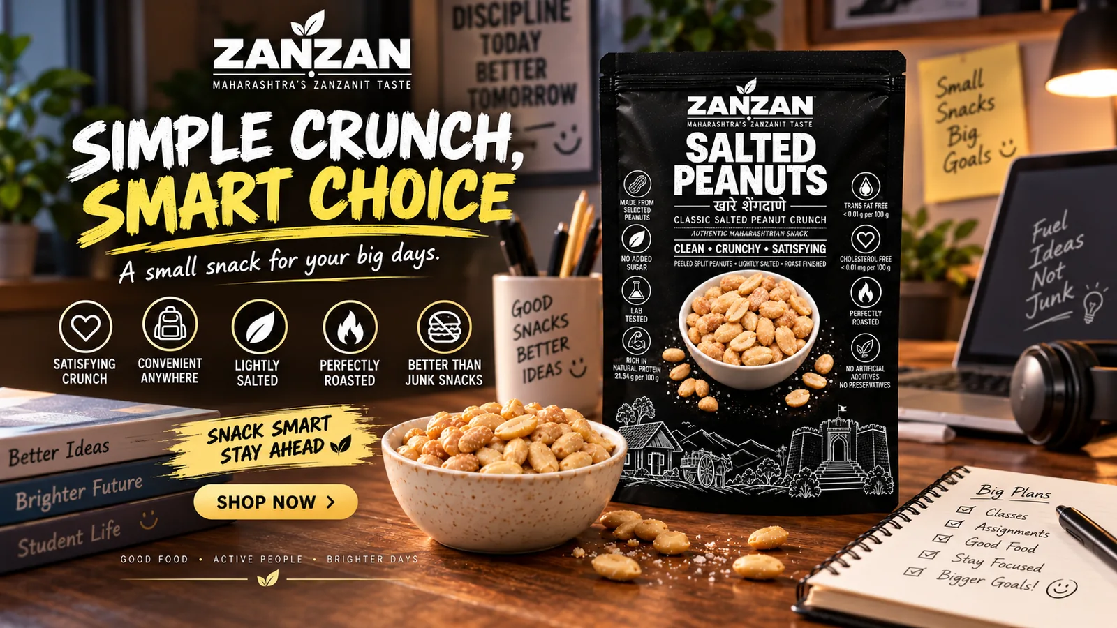 ZANZAN Salted Peanuts campaign for clean everyday snacking — story 1