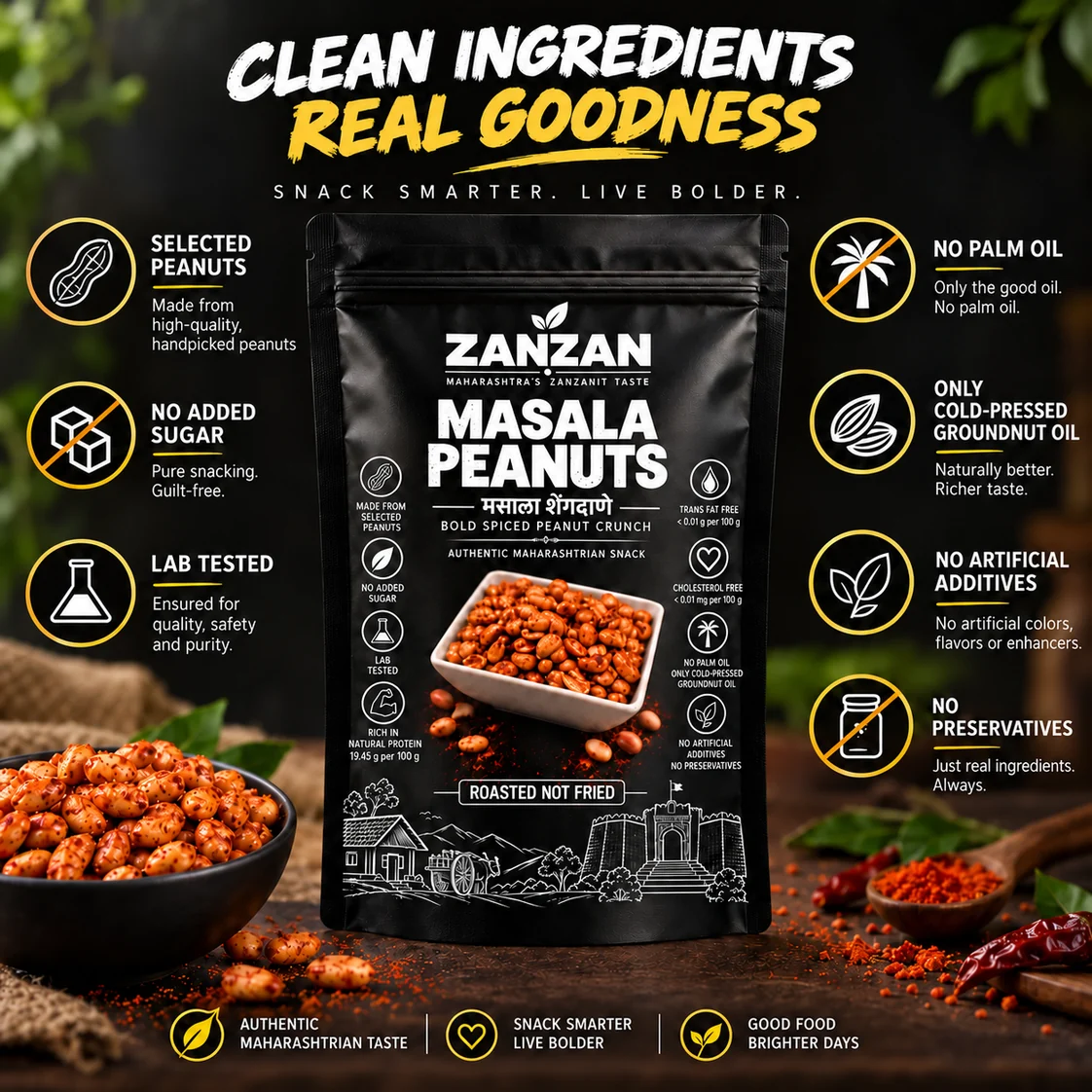 ZANZAN Bold Masala Peanuts laboratory-tested sample